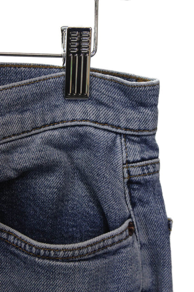 Re/Done Womens Straight Jeans Blue Cotton Mid Rise Button 25in Size 26