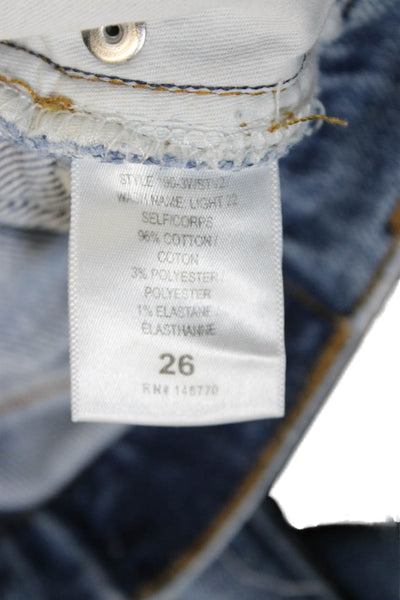 Re/Done Womens Straight Jeans Blue Cotton Mid Rise Button 25in Size 26