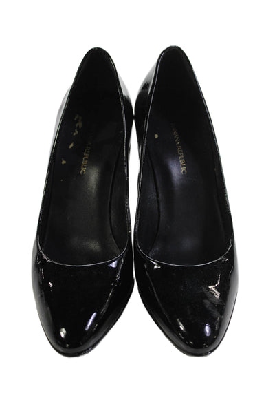 Banana Republic Womens Patent Leather Slip On Heels Black Size 5.5