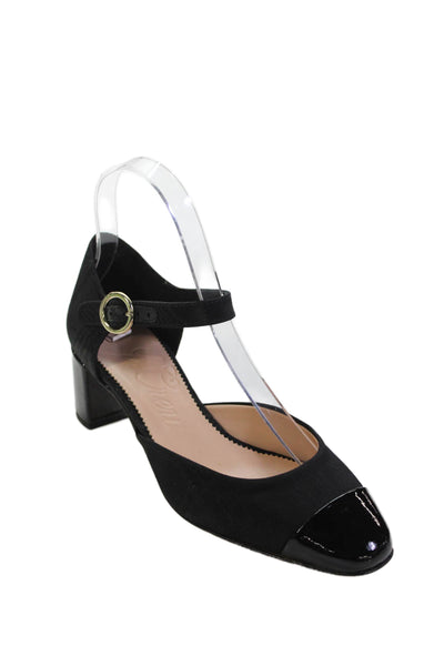 J Crew Womens Contrast Toe Ankle Strap Heels Black Size 5.5
