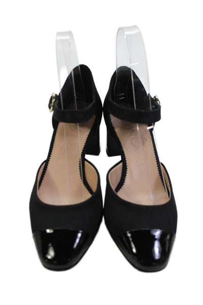 J Crew Womens Contrast Toe Ankle Strap Heels Black Size 5.5