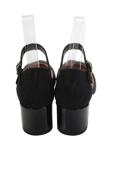 J Crew Womens Contrast Toe Ankle Strap Heels Black Size 5.5