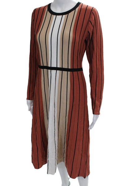 T Tahari Women Orange Sweater Dress Long Sleeve Rayon Size M