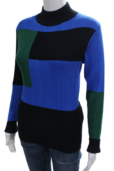 T Tahari Women Pullover Sweater Multicolor Geometric Mock Neck Size M
