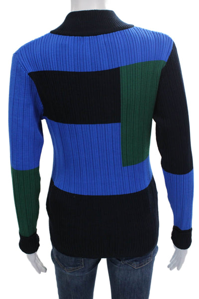 T Tahari Women Pullover Sweater Multicolor Geometric Mock Neck Size M