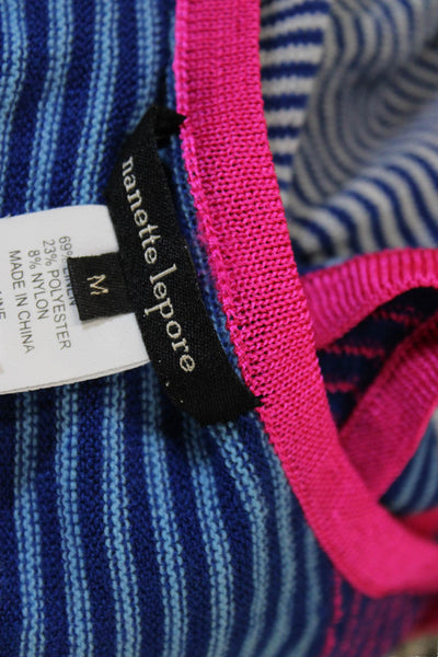 Nanette Lepore Women Linen Striped Scoop Neck Sleeveless Tank Size M