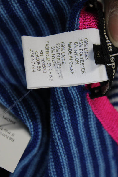 Nanette Lepore Women Linen Striped Scoop Neck Sleeveless Tank Size M