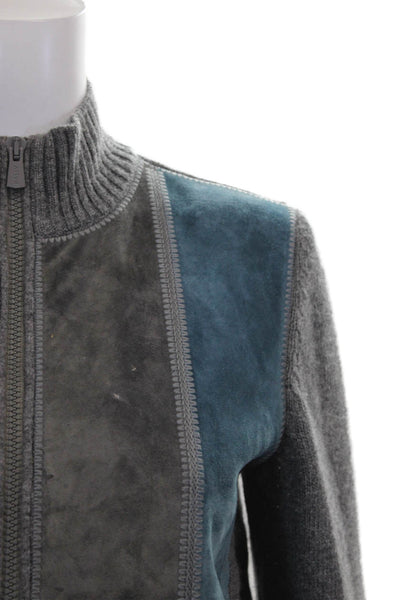 Bally Womens Basic Jacket Multicolor Wool Blend Striped Mock Neck Zip Size 4