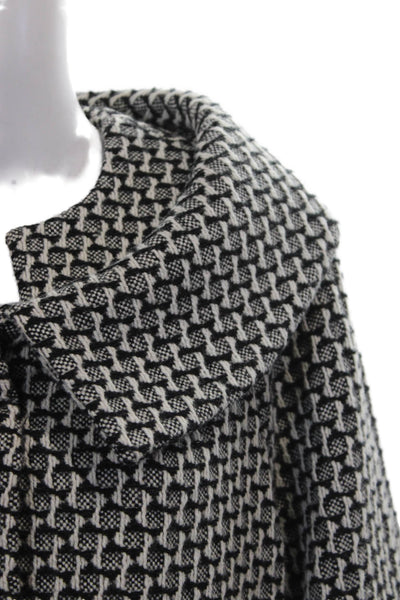 Magaschoni Collection Women Basic Jacket Black Wool Geometric 3/4 Sleeve Size S