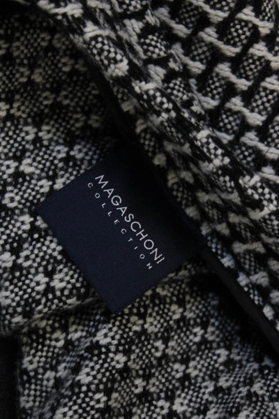Magaschoni Collection Women Basic Jacket Black Wool Geometric 3/4 Sleeve Size S