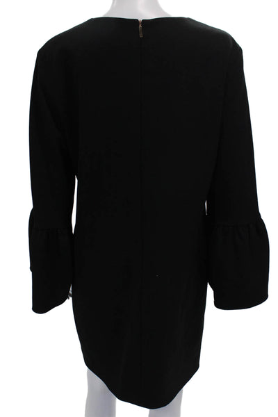 Tibi Women Shift Dress Black Long Sleeve Round Neck Zip Polyester Size 10