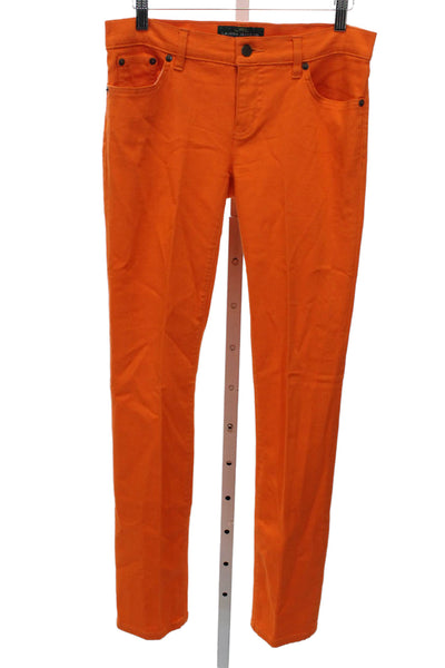 LRL Lauren Jeans Womens Skinny Orange Jeans Mid Rise Button Size 4