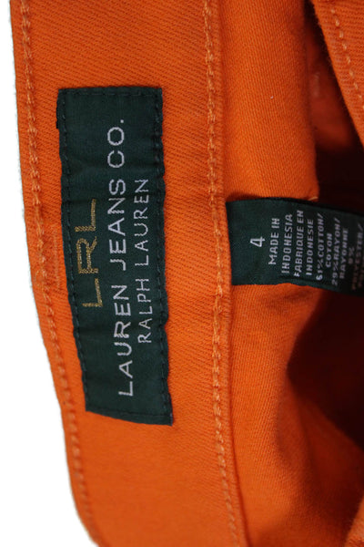 LRL Lauren Jeans Womens Skinny Orange Jeans Mid Rise Button Size 4
