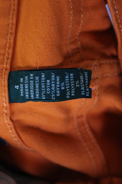 LRL Lauren Jeans Womens Skinny Orange Jeans Mid Rise Button Size 4