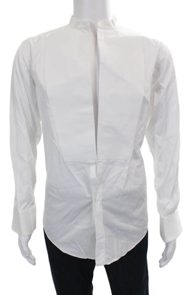 Brooks Brothers Mens Solid Cotton Button Up Shirt White Size 14.5-32