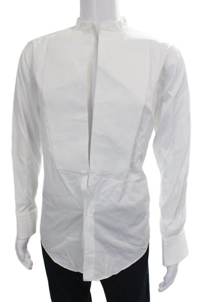 Brooks Brothers Mens Solid Cotton Button Up Shirt White Size 14.5-32