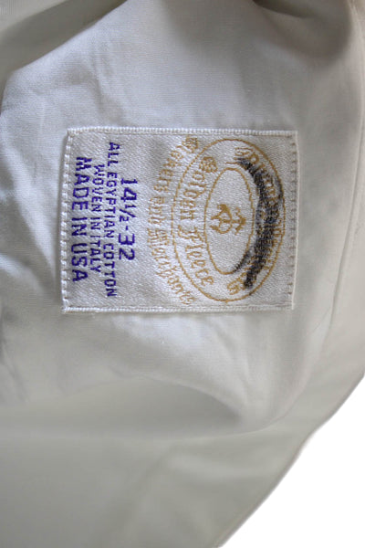 Brooks Brothers Mens Solid Cotton Button Up Shirt White Size 14.5-32