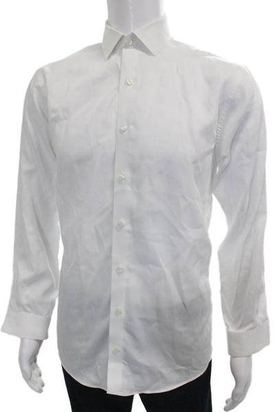 Kenneth Cole Reaction Mens Cotton Blend Button Up Shirt White Size 15 32-33