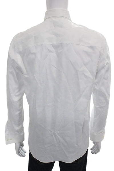 Kenneth Cole Reaction Mens Cotton Blend Button Up Shirt White Size 15 32-33