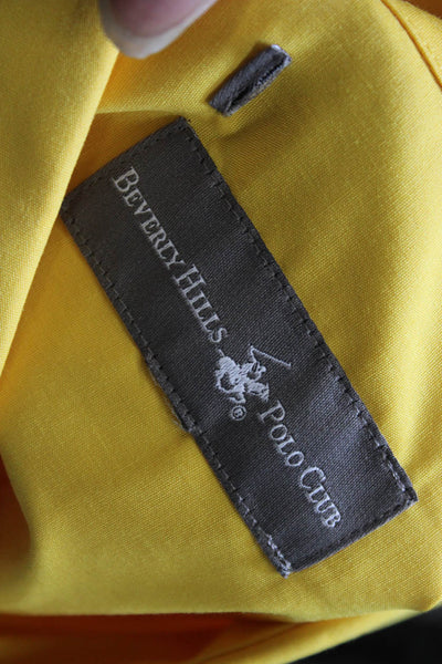 Beverly Hills Polo CLub Mens Solid Button Up Shirt Yellow Size S
