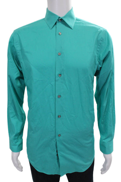 Calvin Klein Mens Solid Cotton Button Up Shirt Blue Size 16/32/33