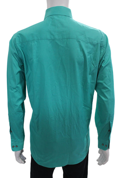 Calvin Klein Mens Solid Cotton Button Up Shirt Blue Size 16/32/33