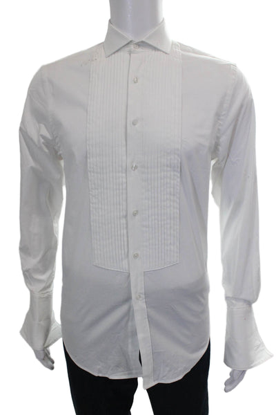 Michelsons Mens Solid Cotton Button Up Shirt White Size S 14.5-32-33