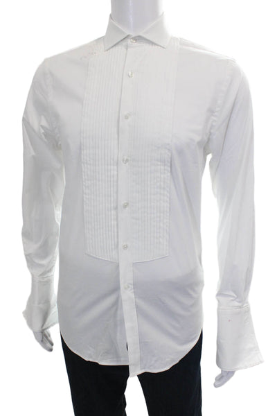 Michelsons Mens Solid Cotton Button Up Shirt White Size S 14.5-32-33