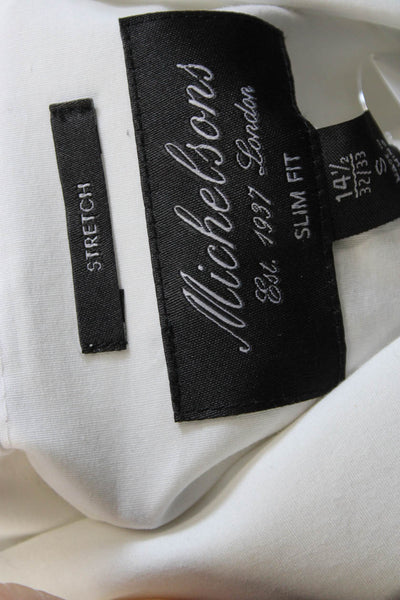 Michelsons Mens Solid Cotton Button Up Shirt White Size S 14.5-32-33