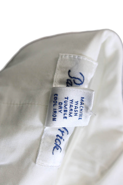 Paul Fredrick Mens Solid Cotton Button Up Shirt White Size 14.5-33