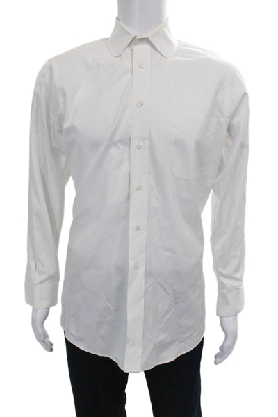 Paul Fredrick Mens Solid Button Up Shirt White Size M