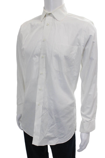 Paul Fredrick Mens Solid Button Up Shirt White Size M