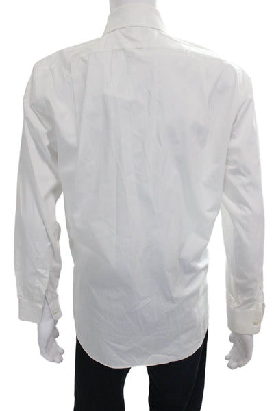 Paul Fredrick Mens Solid Button Up Shirt White Size M