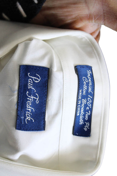 Paul Fredrick Mens Solid Button Up Shirt White Size M