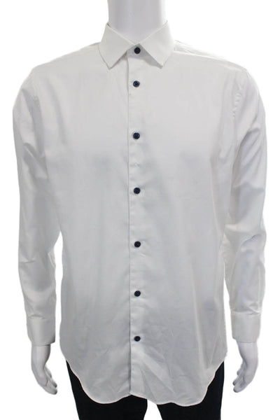Penguin Mens Solid Cotton Button Up Shirt White Size 15.5 32/33