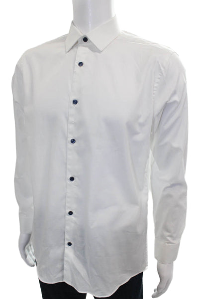 Penguin Mens Solid Cotton Button Up Shirt White Size 15.5 32/33