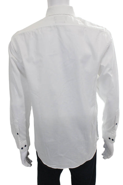 Penguin Mens Solid Cotton Button Up Shirt White Size 15.5 32/33