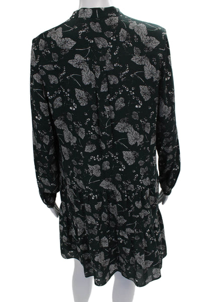 Whistles Womens Green Floral Shirt Dress Long Sleeve Knee Length Size 8