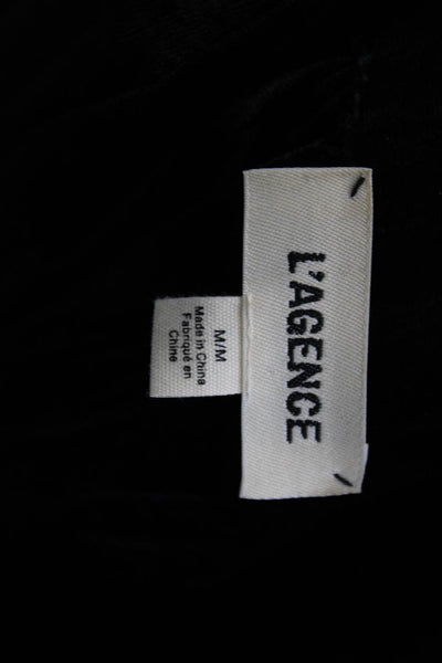 L'Agence Womens Black Velvet Shirt Dress Long Sleeve Size M