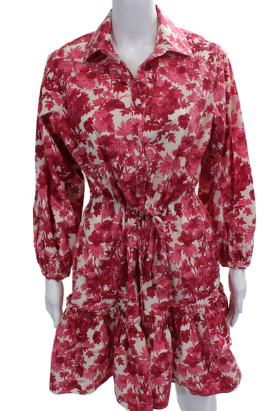 Cara Cara Womens Pink Cotton Shirt Dress Long Sleeve Collared Button Size M