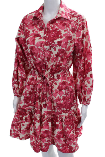 Cara Cara Womens Pink Cotton Shirt Dress Long Sleeve Collared Button Size M