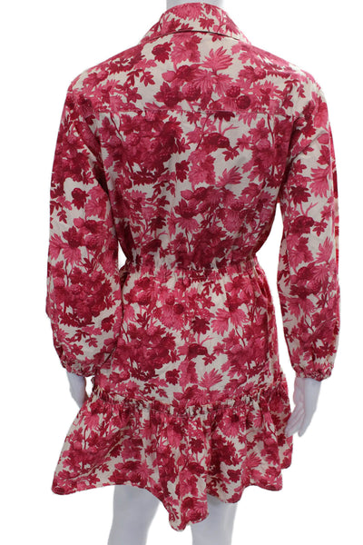 Cara Cara Womens Pink Cotton Shirt Dress Long Sleeve Collared Button Size M