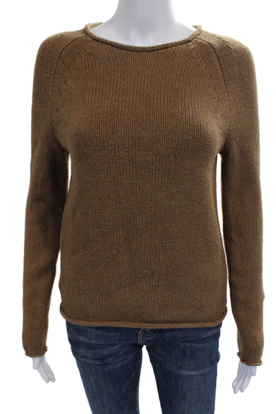 J Crew Womens Pullover Sweater Brown Cotton Crew Neck Long Sleeve Size XS