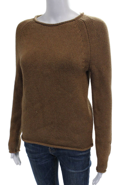 J Crew Womens Pullover Sweater Brown Cotton Crew Neck Long Sleeve Size XS