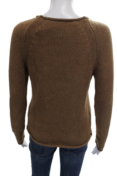 J Crew Womens Pullover Sweater Brown Cotton Crew Neck Long Sleeve Size XS
