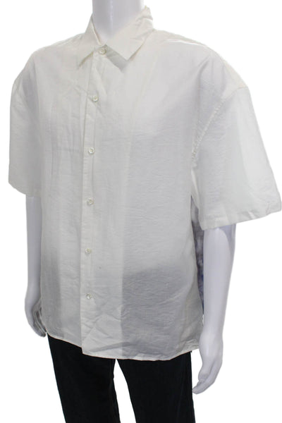COS Mens Short Sleeves Relaxed Button Down Shirt White Size Medium