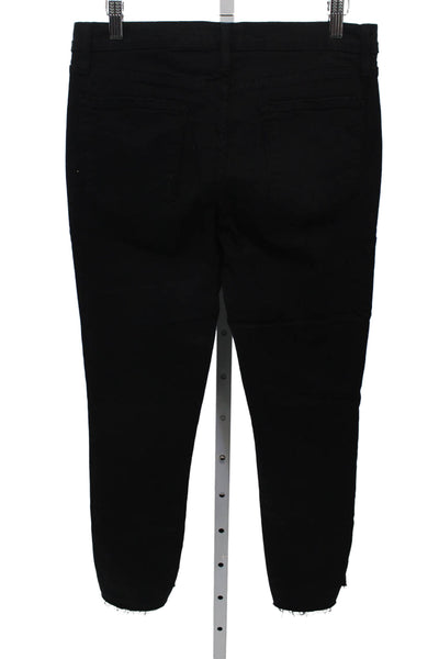 Frame Women Ankle Jeans Black Mid Rise Button Cotton Solid Size 31