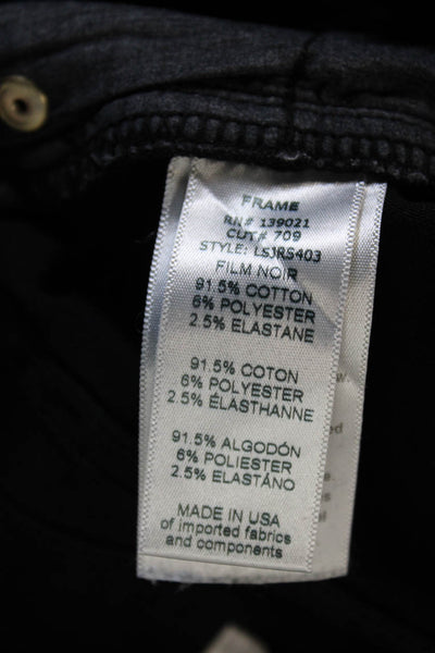 Frame Women Ankle Jeans Black Mid Rise Button Cotton Solid Size 31