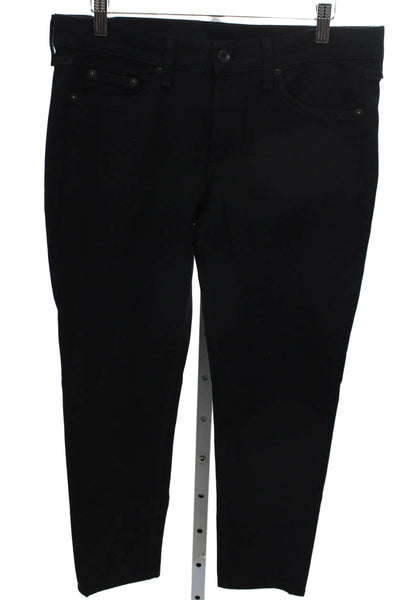 Rag & Bone Women Skinny Jeans Black Low Rise Button Cotton Blend Size 31