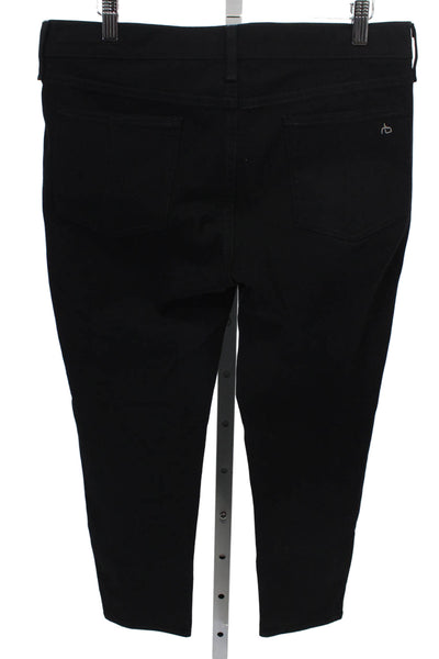 Rag & Bone Women Skinny Jeans Black Low Rise Button Cotton Blend Size 31